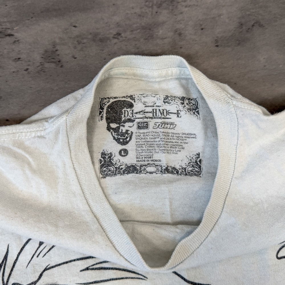 Vintage VTG Y2K 2000s 00s Death Note L Anime Graphic White T-Shirt Tee - Picture 6 of 7